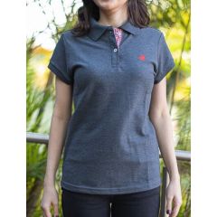 Camisa Polo Feminina Cinza Escuro