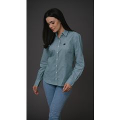 Camisa Feminina Manga Longa Xadrez Verde Claro