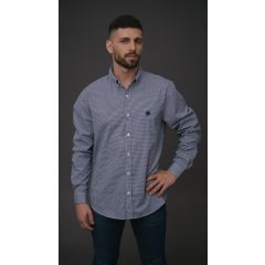 Camisa Masculina Manga Longa Xadrez Azul